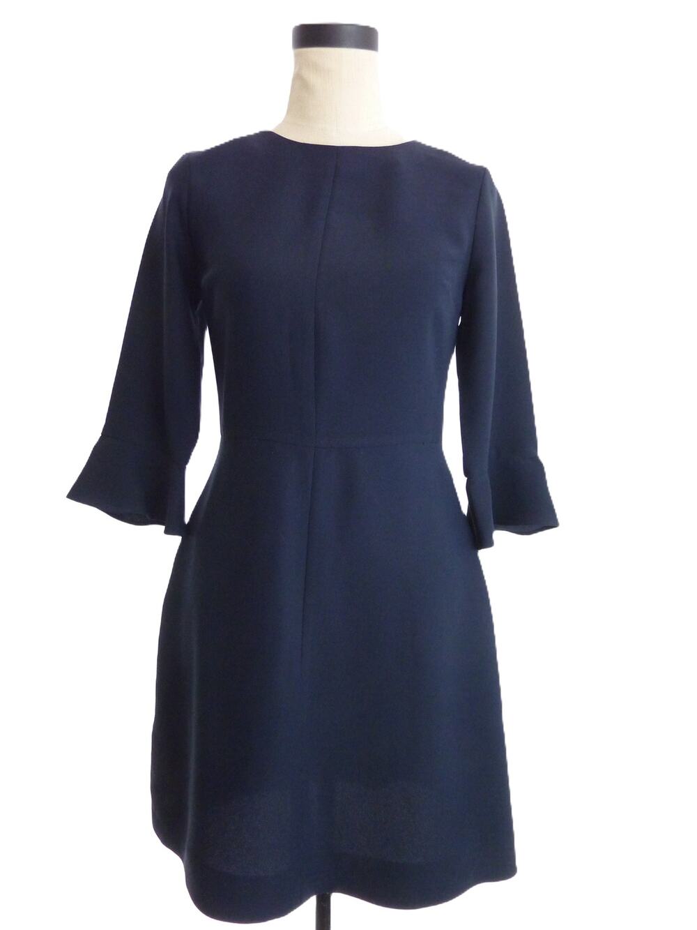 Banana Republic Womens Dress Navy Blue Size 0 Pocket Bell Sleeve Sheath Dress